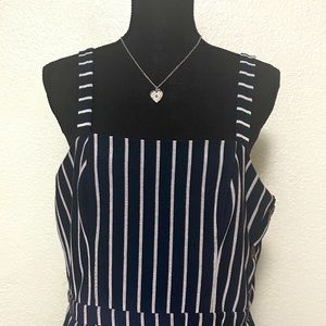 Blue Striped Jumpsuit Romper